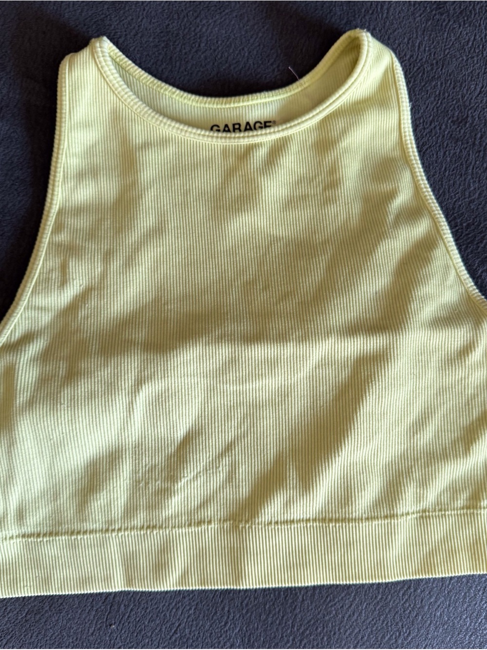 ☀️☀️☀️Garage Ribbed Cropped Tank Top - Pale Yellow